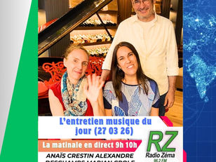 L'entretien musique (27 03 26) - Anaïs Crestin, Marian Crole et Alexandre Deschamps, depuis l'Argentine !   Dans le cadre du piano day, Jonathan à le plaisir de d'échanger par téléphone avec nos trois artistes internationaux et une série de concerts dans ce beau pays ensoleillé!  #news #world #relationsinternationales #music #pianoday