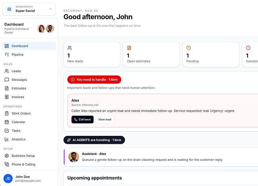 Lead Captain Dashboard- AI Receptionist