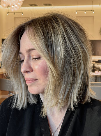 dimensional blonde bob balayage The Woodlands, TX