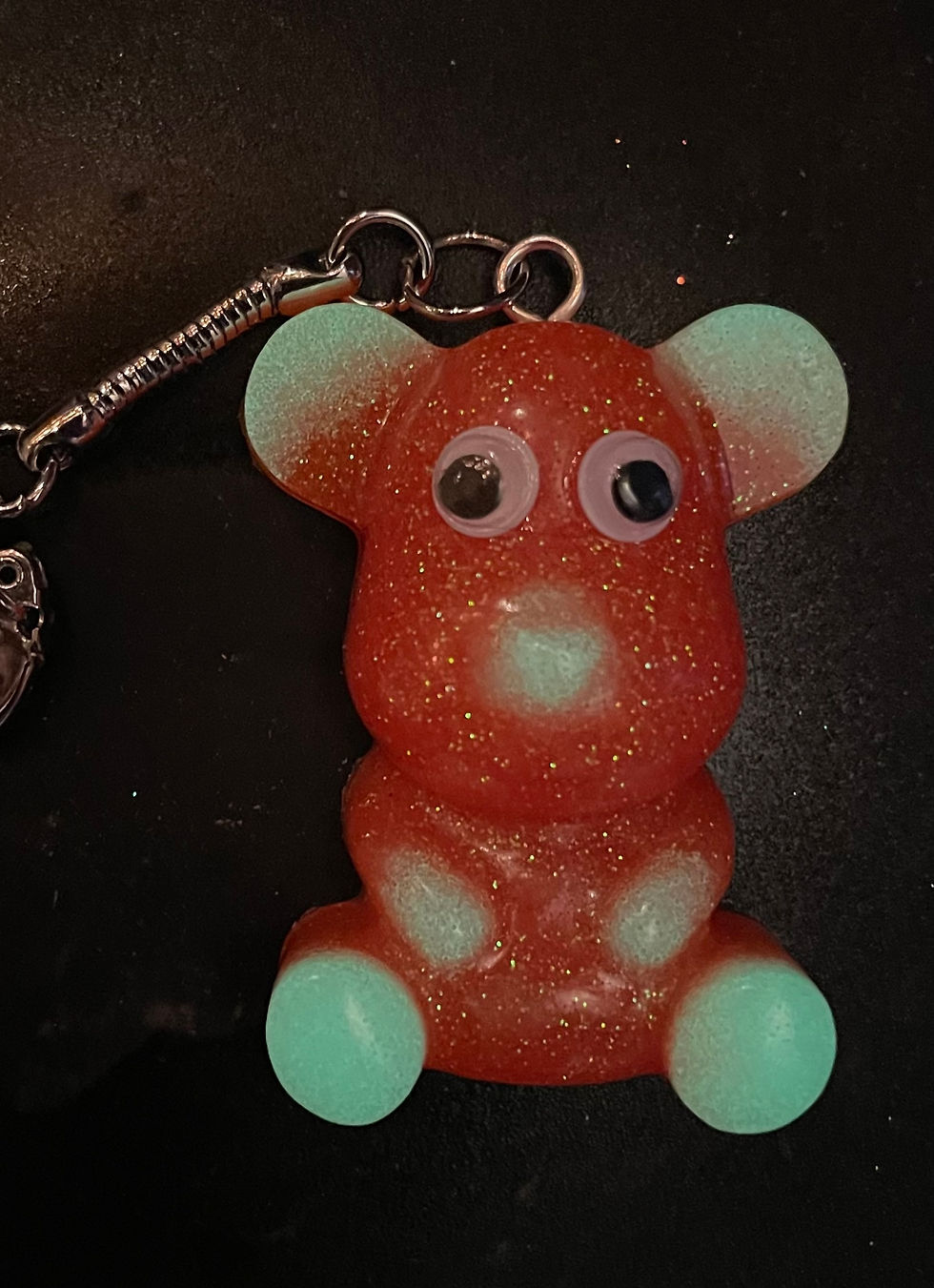 Thumbnail: Orange-Glow Teddy Bear Keychain