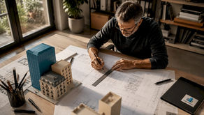 Un architecte en train de concevoir les plans de rénovation d’un bâtiment