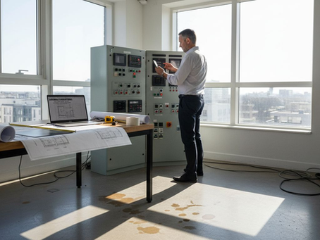 Le responsable des services généraux supervise le bon fonctionnement des systèmes depuis son bureau situé dans l’angle.