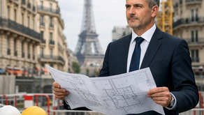 AMO immobilier : Assistant à maîtrise d’ouvrage pilotant un projet immobilier à Paris avec la Tour Eiffel en arrière-plan