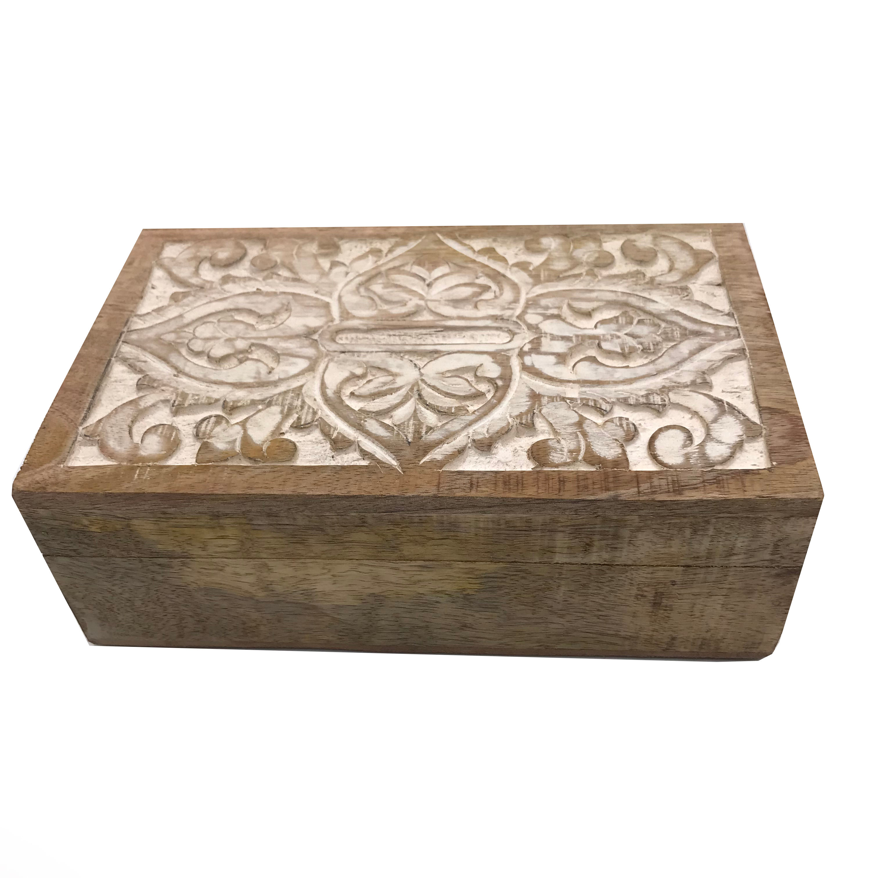 Hand Carved Mango Wood Box L
