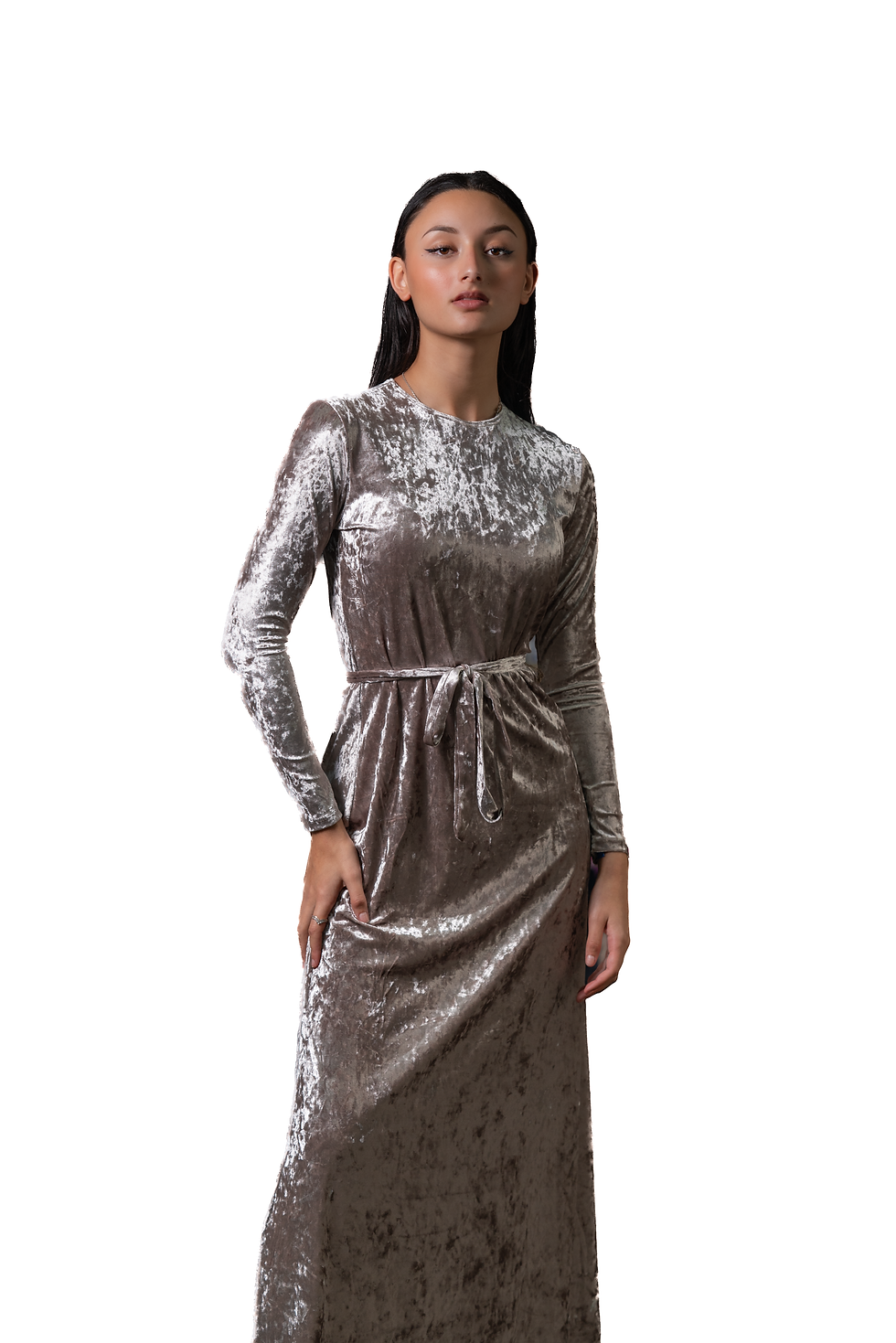 Maxi Dress Champagne Svelvet Polyester