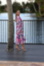Midi Dress Floral Pink & Fuchsia Polyester