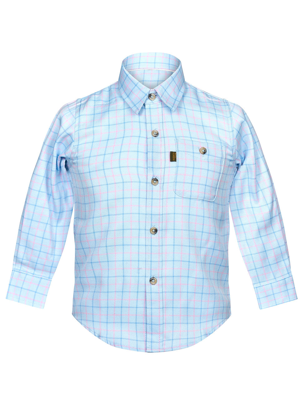 Thumbnail: Regents View Kids ( Unisex ) Tattersall Long Sleeve Checked Shirt - Blue SH48