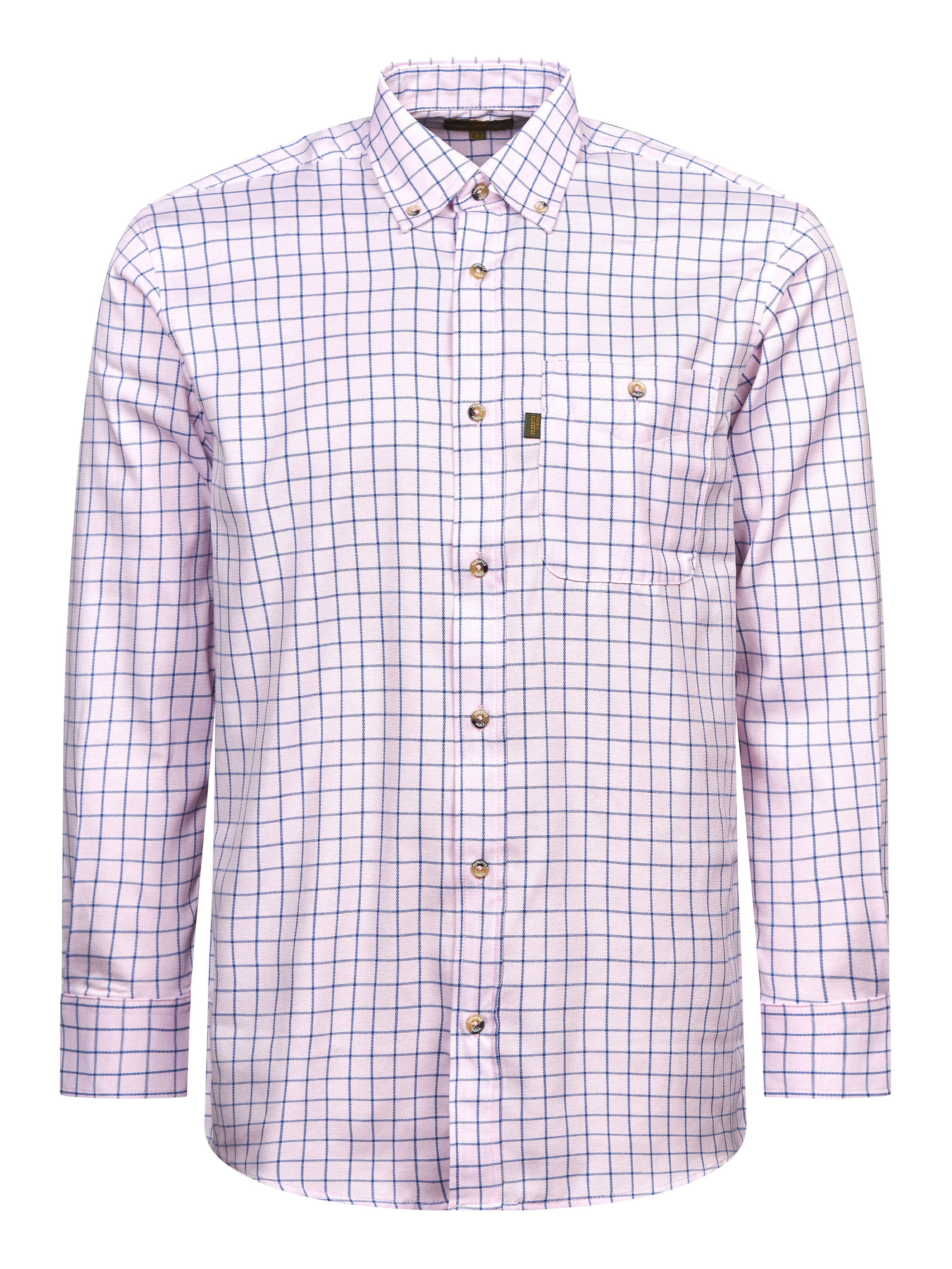 Regents View Mens BDC Tattersall Long Sleeve Checked Shirt - Pink SH51