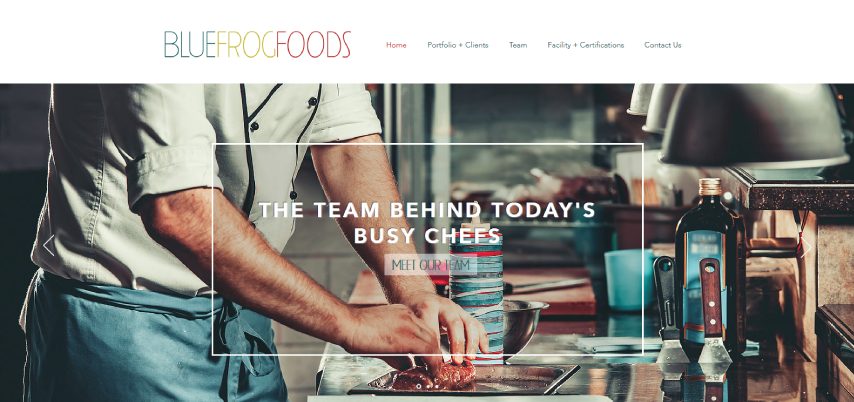 Blue Frog Foods website example