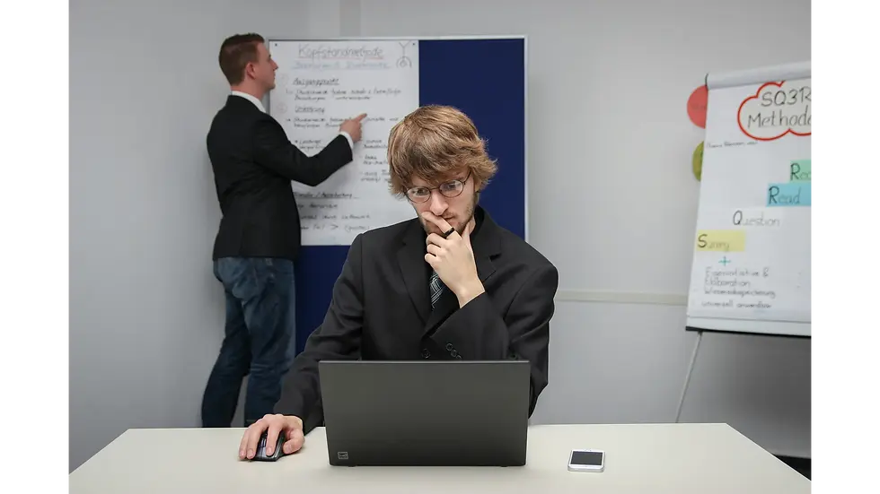 Calm person in a reflective setting, illustrating how he can learn to stop overthinking thoughts