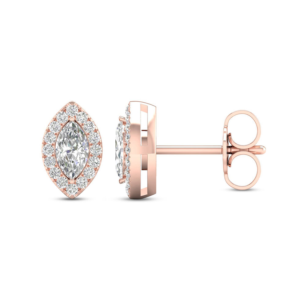 Thumbnail: Diamond Earrings 1/3 ct tw Marquise & Round-Cut 14K Yellow Gold