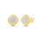 Thumbnail: Diamond Cushion Beaded Frame Stud Earrings 1/3 ct tw 14K Two-Tone Gold