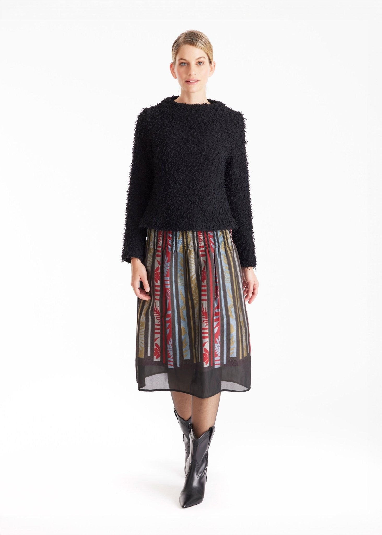 FOX'S One Size Rock LAFOLKORO aus Jacquard in Midi-Länge mit Falten