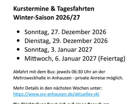 Kurstermine & Tagesfahrten Winter-Saison 2026/27