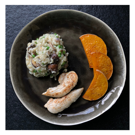 Risotto met pompoen en kip