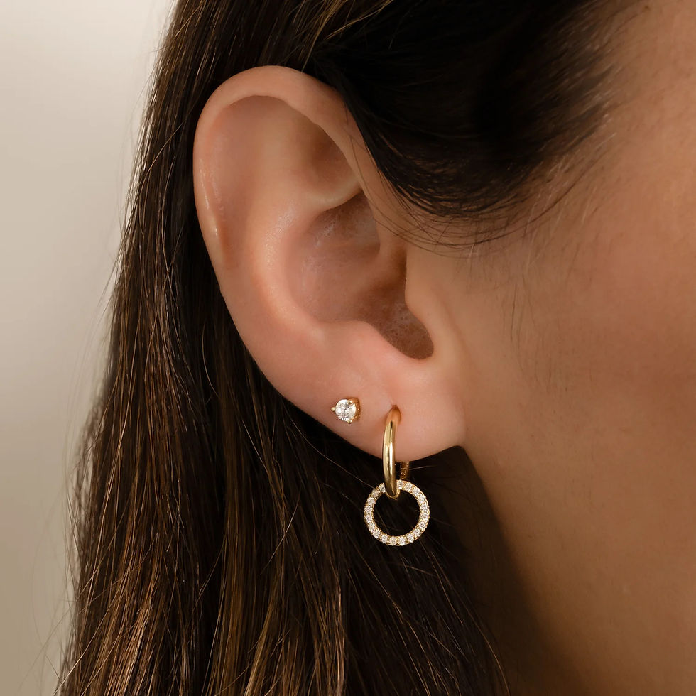 Thumbnail: Circle Charm Hoops | Gold