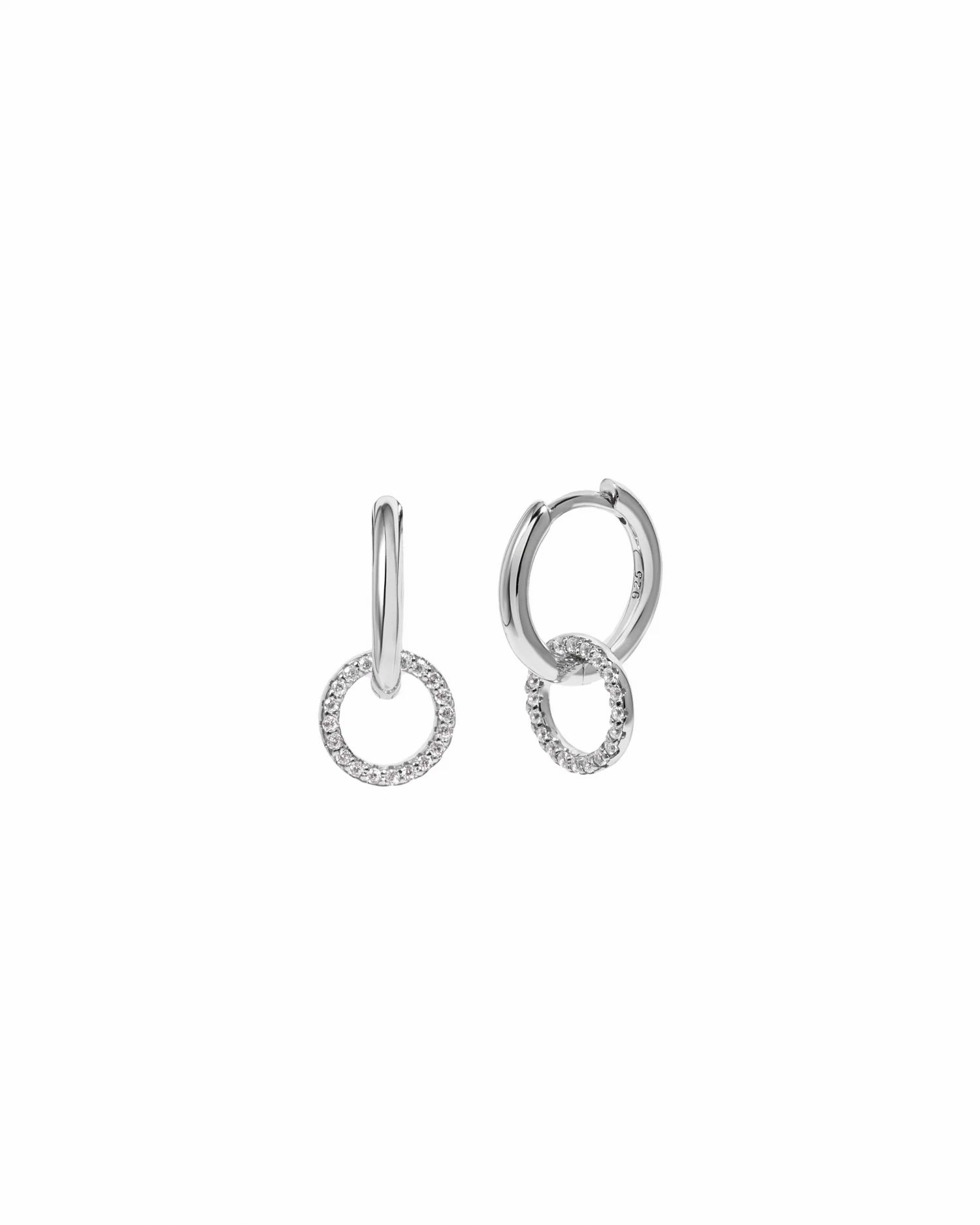 Circle Charm Hoops | Silver