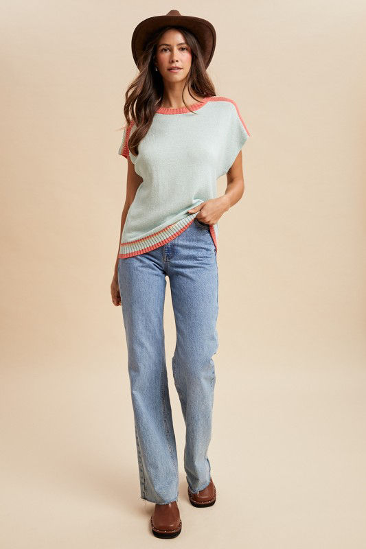 Thumbnail: Stripe Colorblock Sweater Top