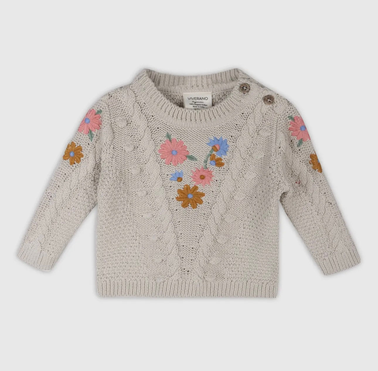 Floral Embroidered Chunky Sweater
