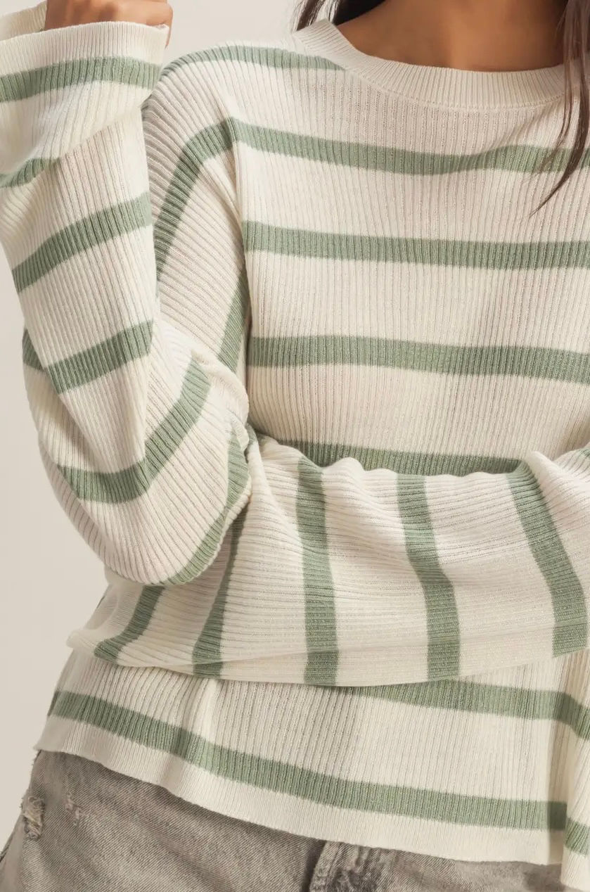 Thumbnail: Lightweight Wide Sleeve Striped Sweater