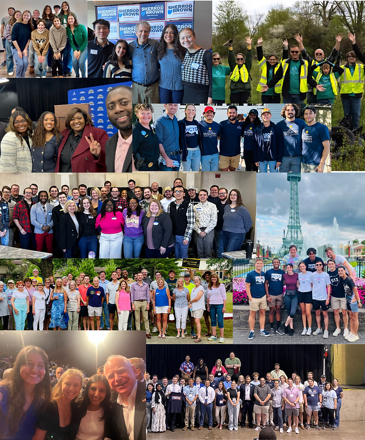 A collection of group pictures featuring members of the Ohio Young Democrats.