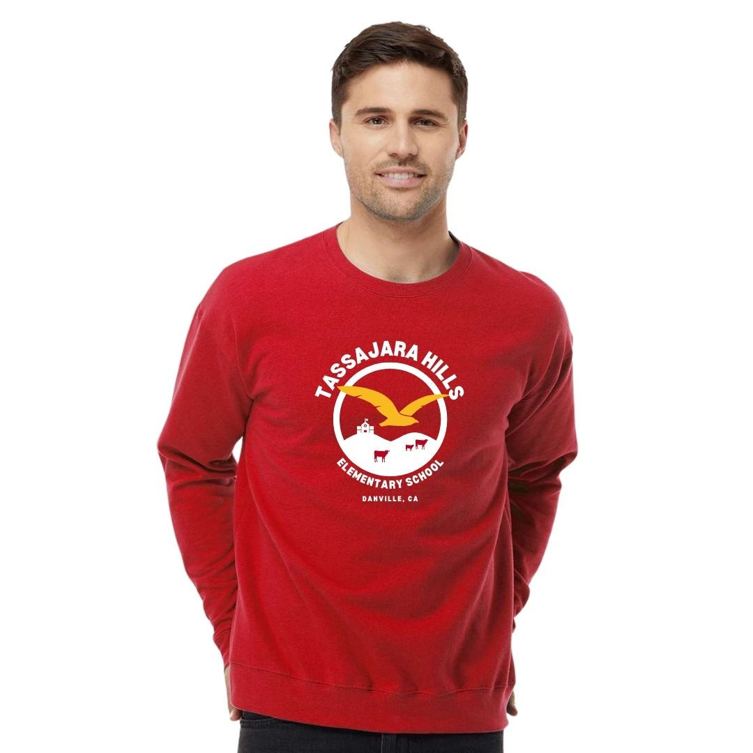 MEN & WOMEN (UNISEX) Red Soaring Hawk Fleece Crewneck Sweatshirt