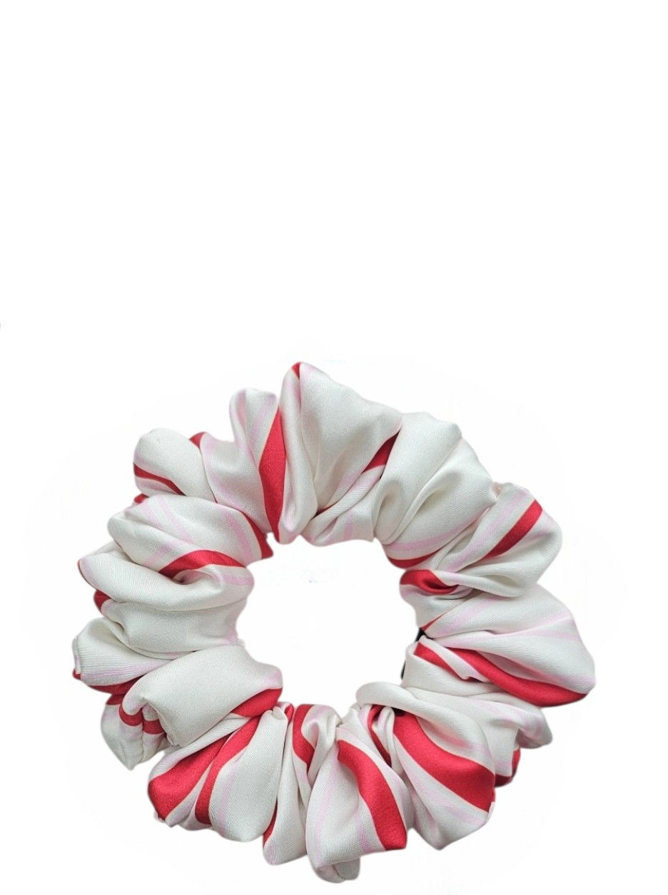 MINI - Festive Candycane Satin Scrunchie