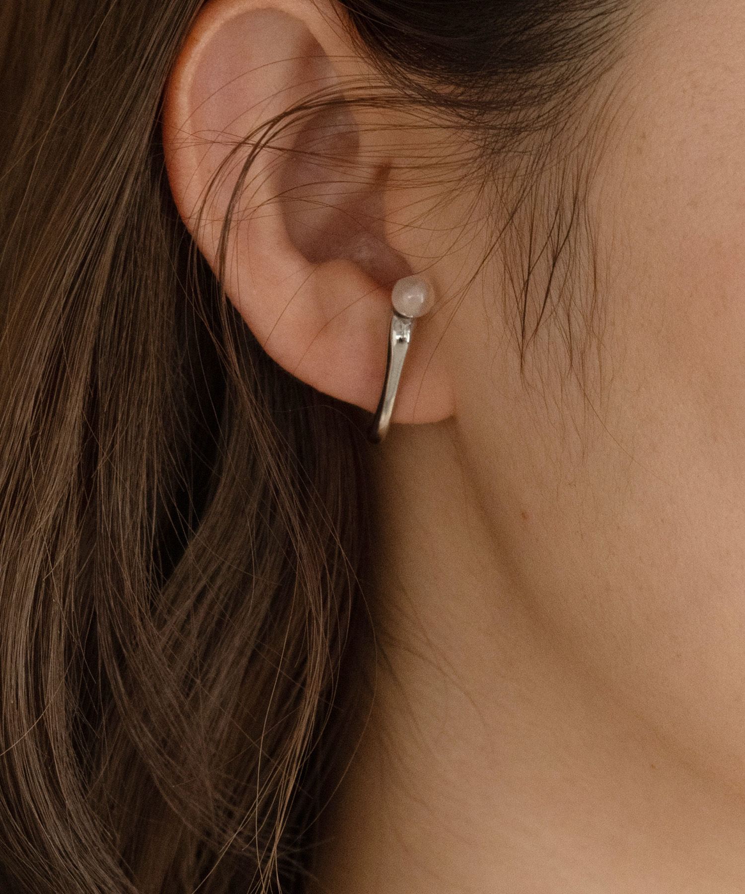 [surgical stainless]アシンメトリー ストーン ピアス