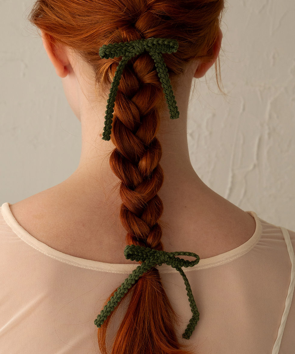 サムネイル： ニット リボン ヘアクリップセット