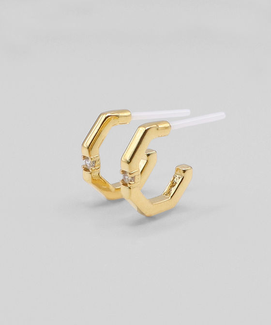 セラミックポスト ゴールド ストーン フープ ピアス | VATSURICA