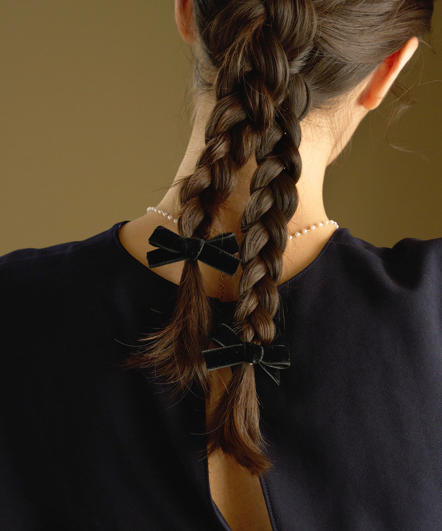 ベロア リボン ミニ ヘアクリップ 2個セット