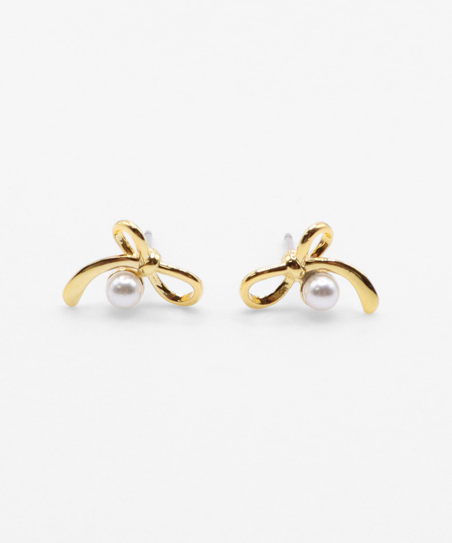 リボン パール プチ ピアス