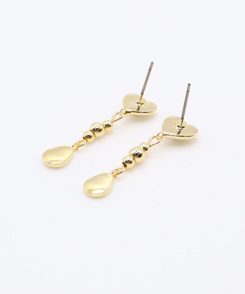 サムネイル： メタル ハート ロング ピアス