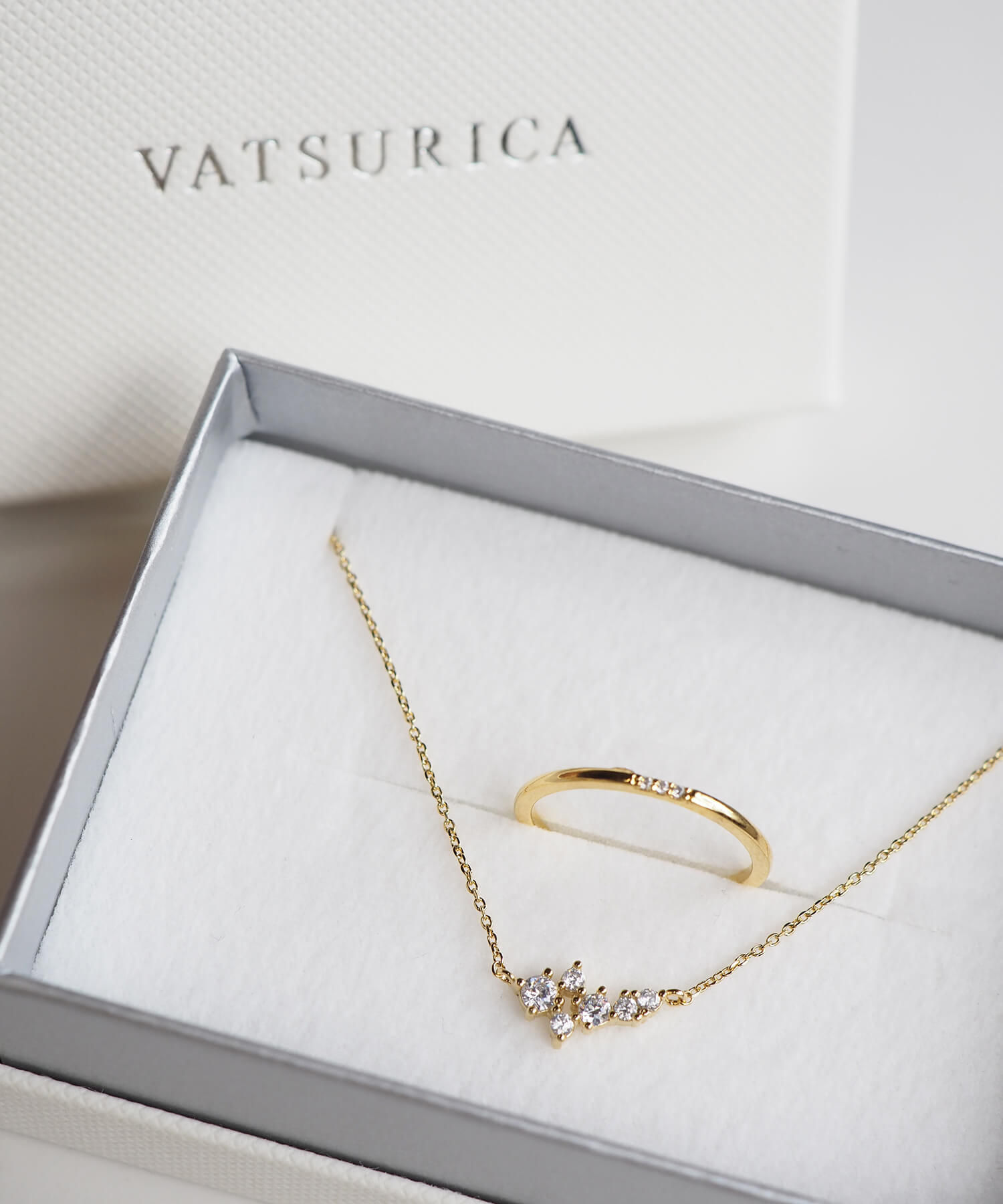 [silver 925] BOX付 ネックレス ＆ リング SET(stone)