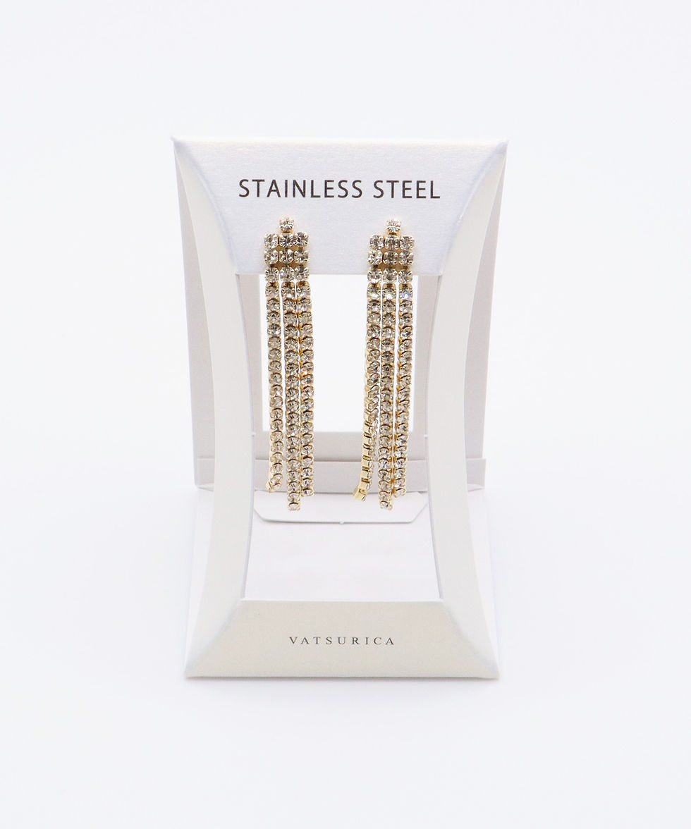 サムネイル： [stainless] ダイヤレーン ロング ピアス