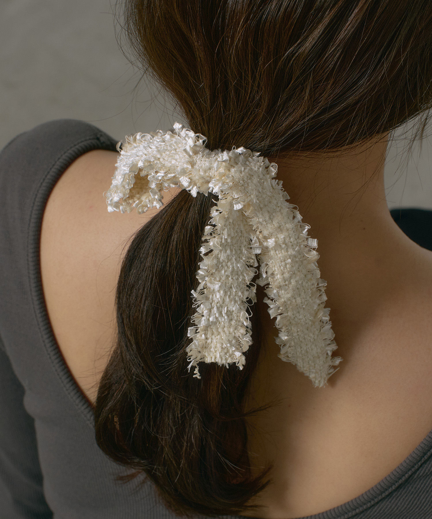 ツイード リボン ヘアゴム