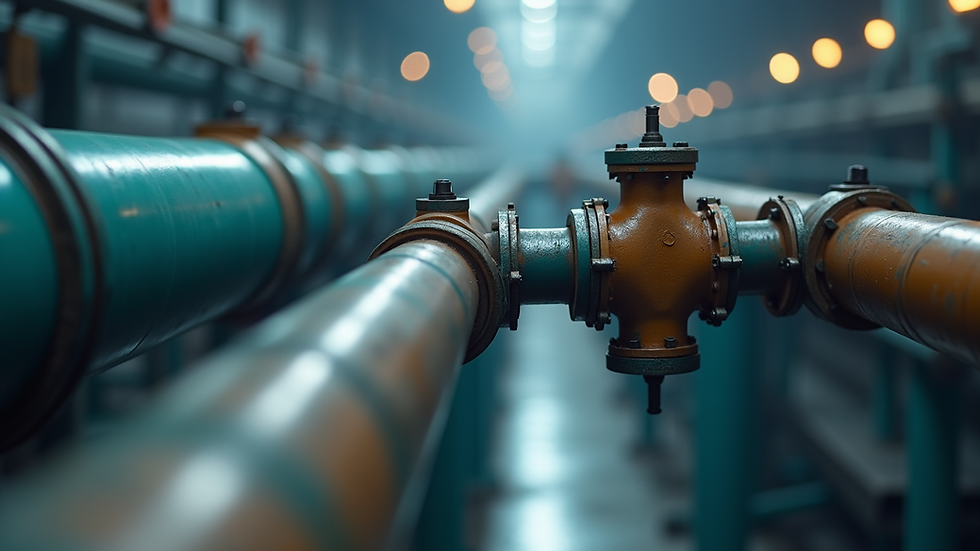 Close-up view of industrial pipe with flow control device installed