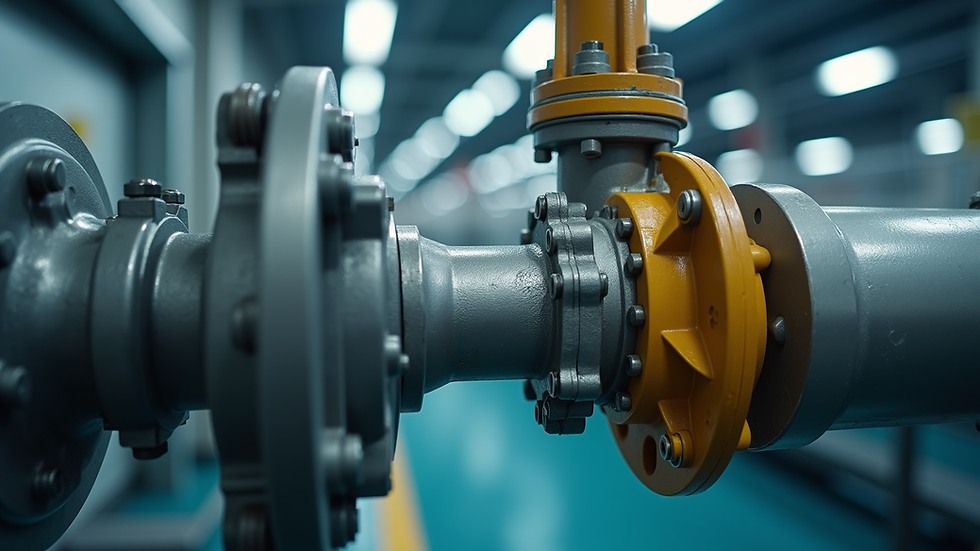 Eye-level view of industrial valve with flow control equipment