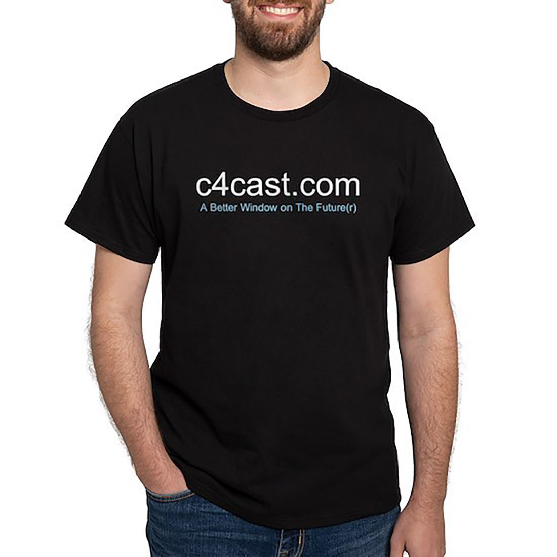 c4cast.com, A Better Window on the Future Black t-shirt