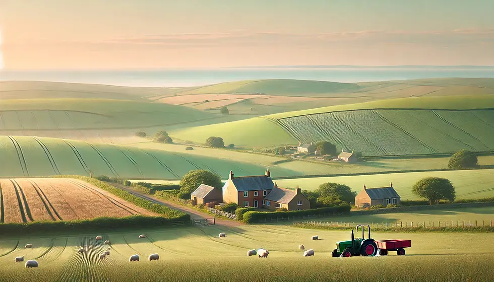 DALL·E 2024-11-02 10.31.43 - A serene and even wider UK agricultural landscape with soft,