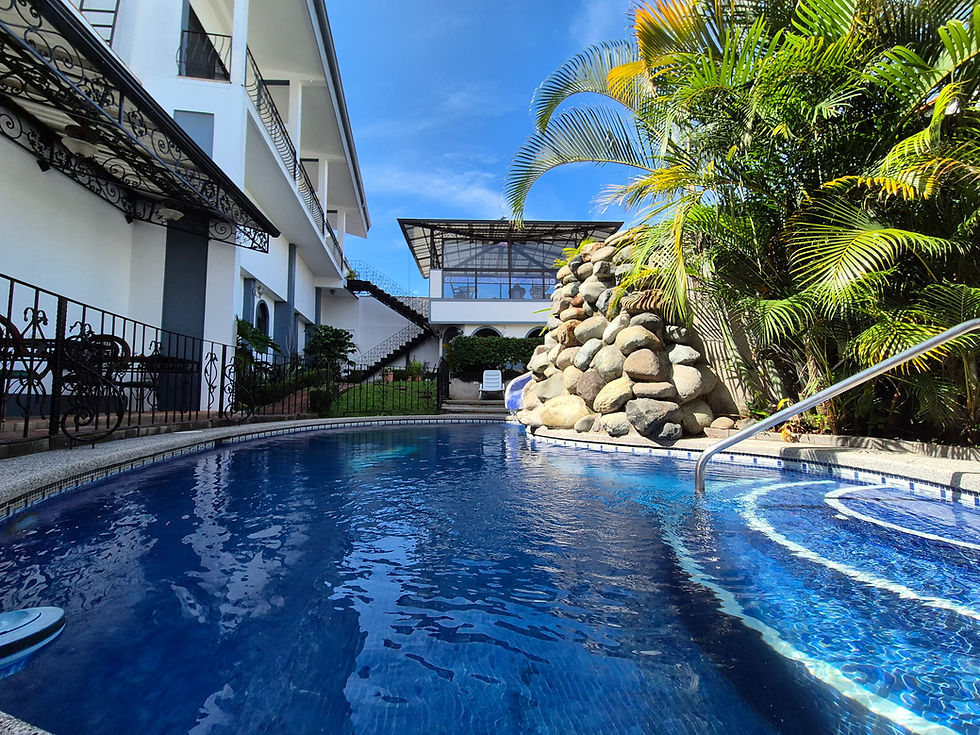 Enjoy our lovely gardens while relaxing in the hot jacuzzi and refresh in the pool.