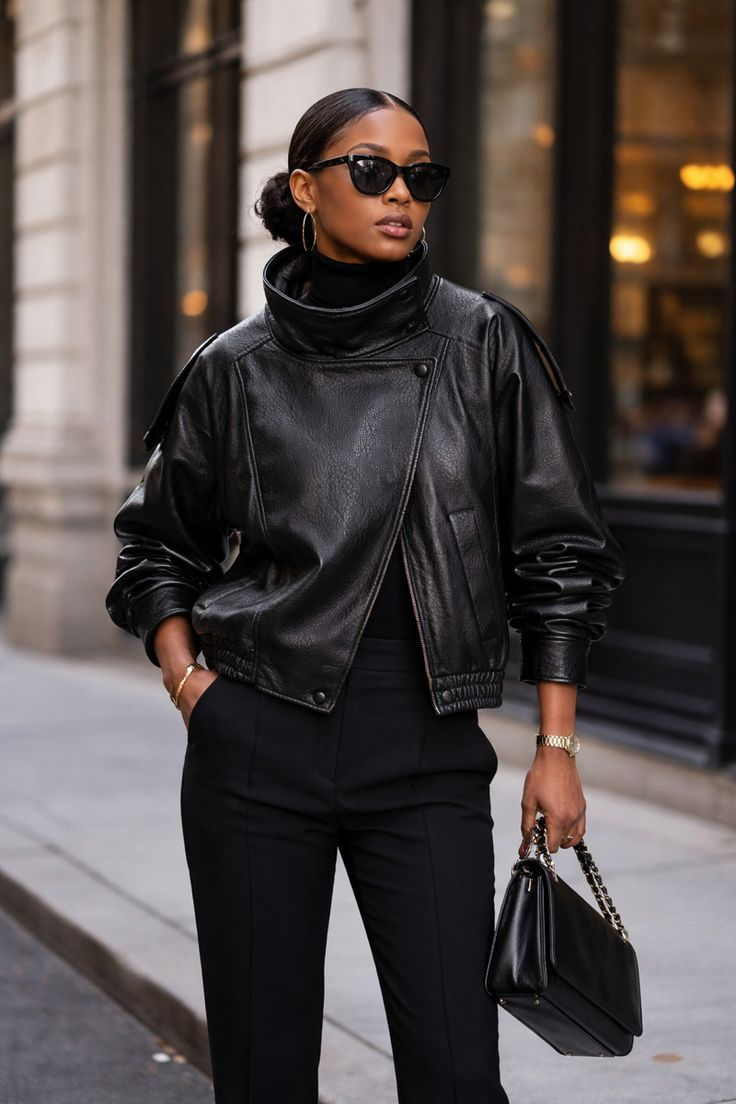 Funnel neck jacket preta