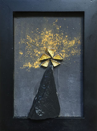 Christmas Tree mosaic, slate and gold glass, available