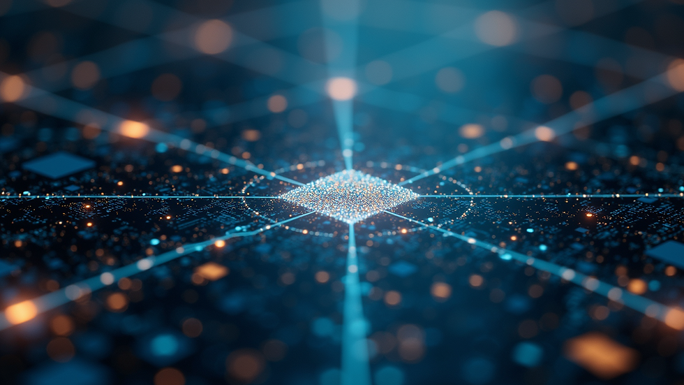 Eye-level view of a blockchain network visualization