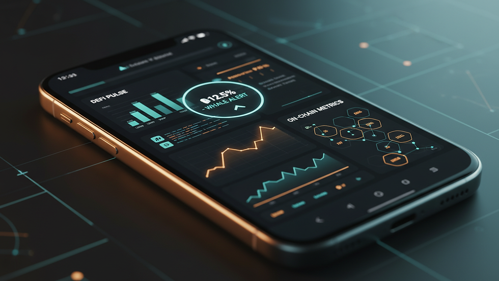 Close-up view of a smartphone showing crypto price alerts