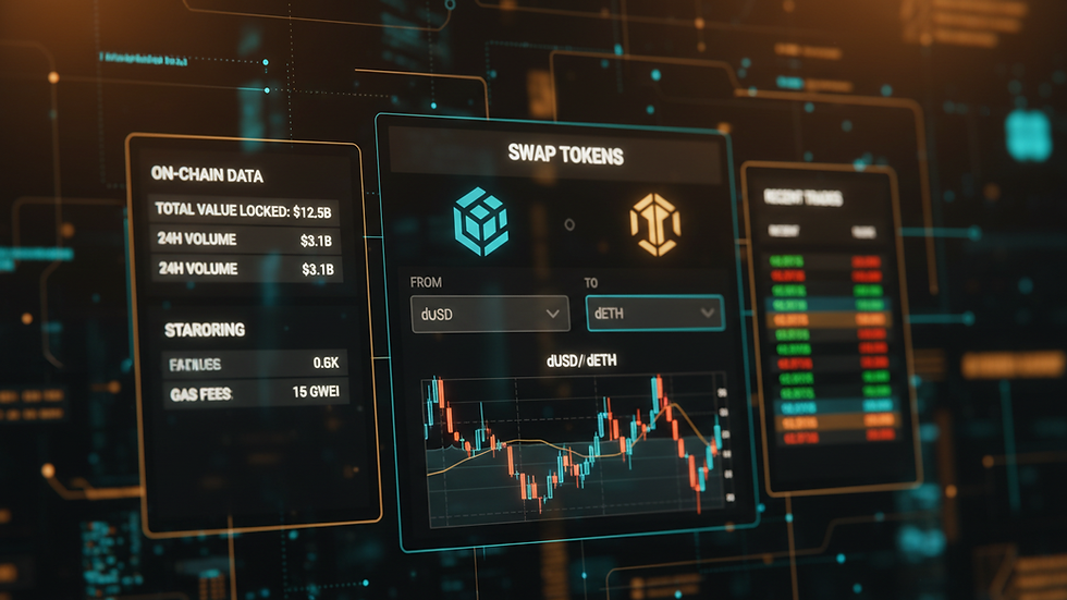 Close-up view of a decentralized exchange interface showing token swap options