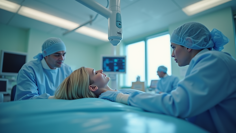 Eye-level view of a photobiomodulation device in a clinical setting