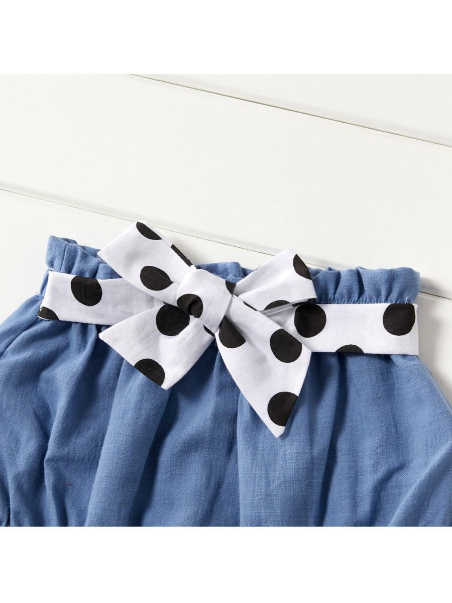 Thumbnail: 2-Piece Baby Girl Polka Dots Off The Shoulder Top and Shorts Outfit