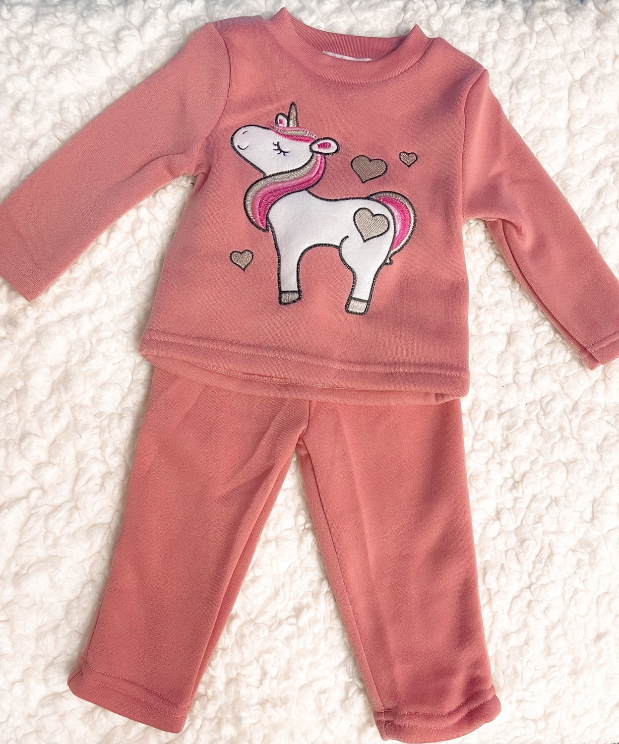unicorn baby sweat pants set (Rustic Rose)