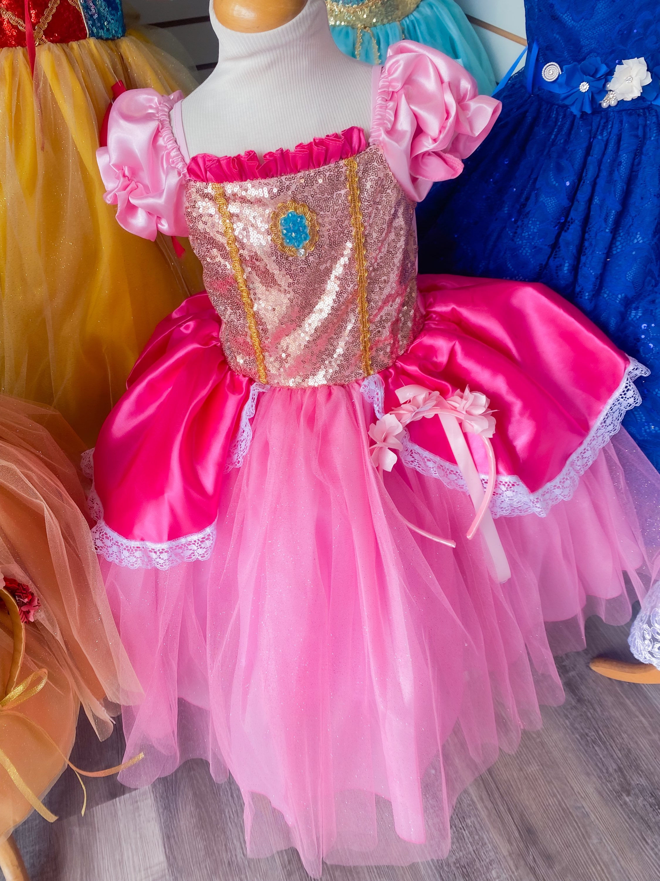 Peach princess sequence dress